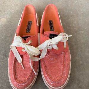 Sperry Top Sider Pink Sequin Shoes Sz 8